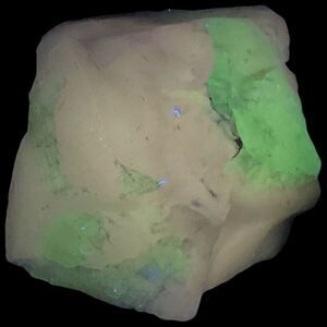 Milk Glass Green Tipped Art Glass Cullet Glowing Manganese Slag Glass #4GL296‎